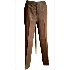 VINTAGE Brown Pinstripe Wool Tailored Pants Size 8